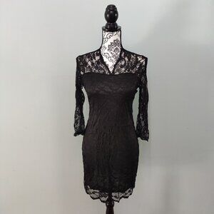 NWT BKMGC Women Dress Sheer Black Lace with Liner Retro Glam Pin Up